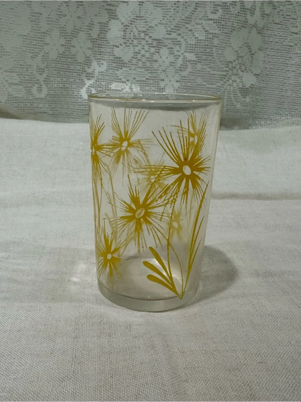 Vintage Gold Atomic Starburst Tumbler Mid Century Modern Drinking Glass